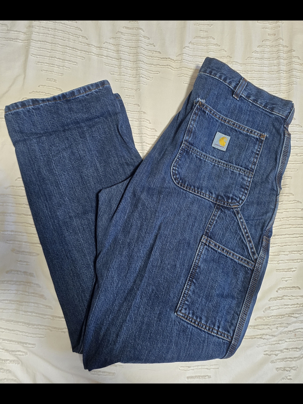 Carhartt Loose Straight Carpenter Jeans Men's 34x32 Workwear Denim